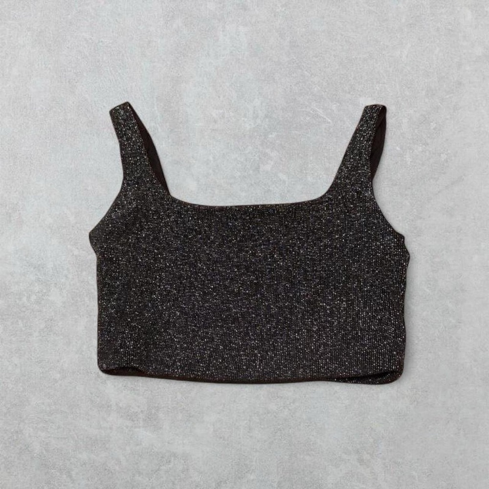 Babaton Metallic Gray Crop Top